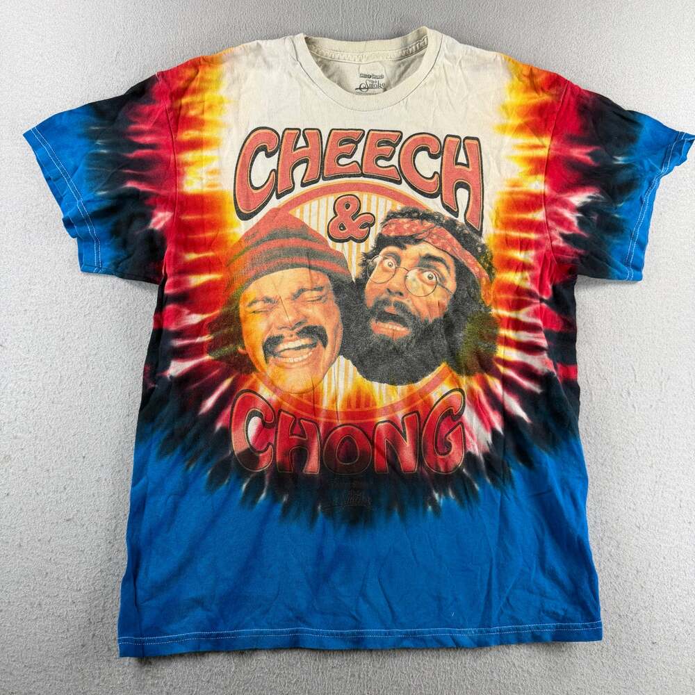 Cheech & Chong Up In Smoke Tie Dye T Shirt Mens M Blue Red Graphic Comedy Tee